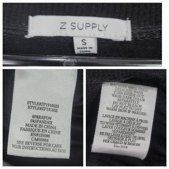 Z Supply The Wrap Front Jumpsuit S Women Black Jogger Jersey Knit Stretch Vneck - Picture 4 of 14